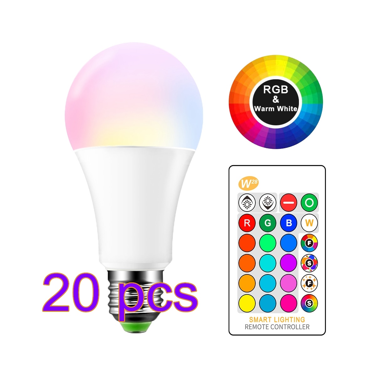 20pcs E27 LED 16   RGB   , 10/15W 85-..
